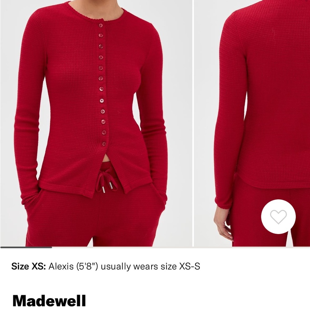 Madewell Red Button-Up Cardigan and Pant Set- worn once!